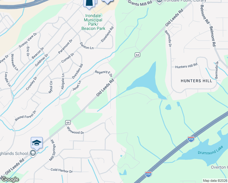 map of restaurants, bars, coffee shops, grocery stores, and more near 3511 Rockcliff Circle in Irondale