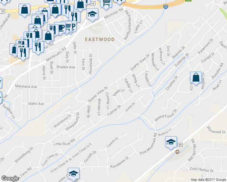 map of restaurants, bars, coffee shops, grocery stores, and more near 5028 Ewell Lane in Irondale