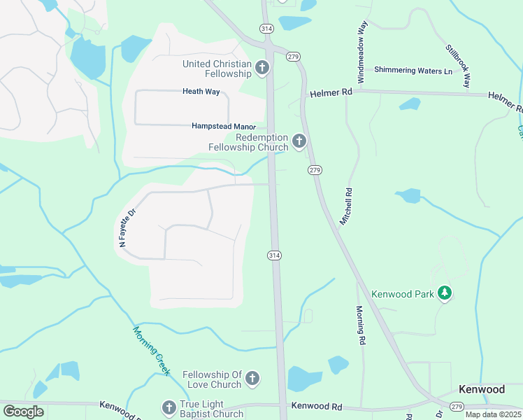 map of restaurants, bars, coffee shops, grocery stores, and more near 922 Georgia 314 in Fayetteville