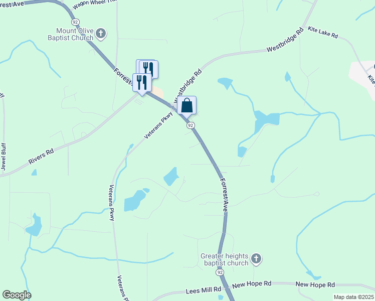 map of restaurants, bars, coffee shops, grocery stores, and more near 1412 Highway 92 in Fayetteville