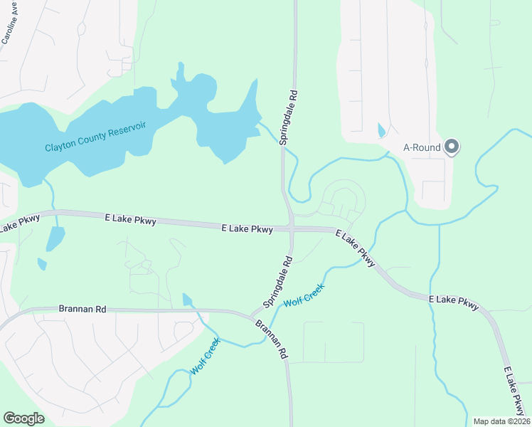 map of restaurants, bars, coffee shops, grocery stores, and more near 235 Springdale Road in Stockbridge