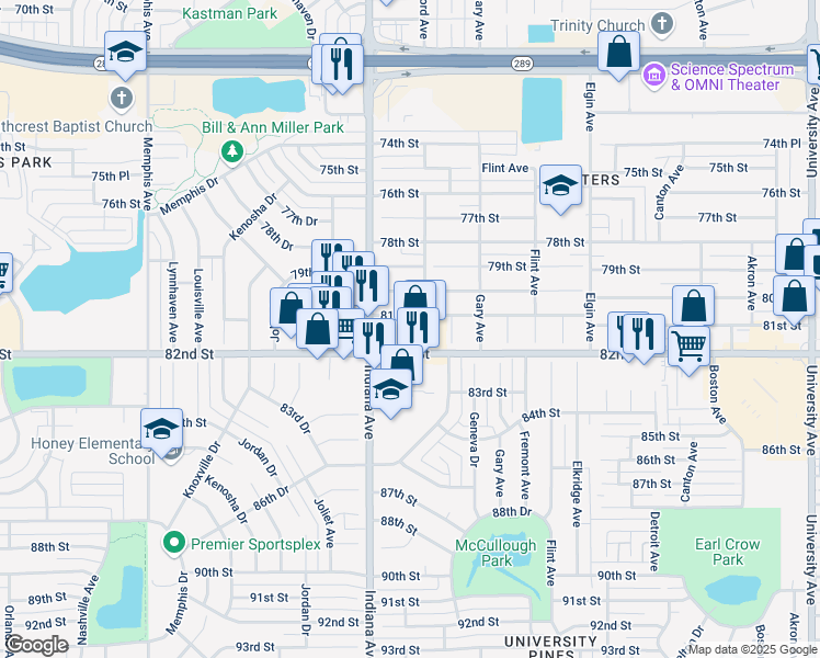 map of restaurants, bars, coffee shops, grocery stores, and more near 3311 81st St in Lubbock