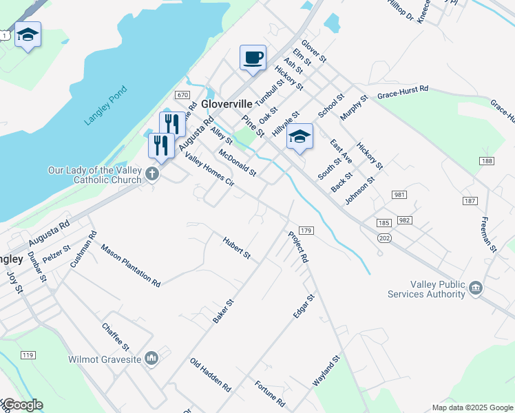map of restaurants, bars, coffee shops, grocery stores, and more near 272 Myrtle Street in Warrenville