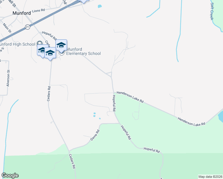 map of restaurants, bars, coffee shops, grocery stores, and more near 814 Hopeful Road in Munford