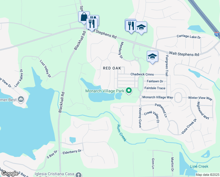 map of restaurants, bars, coffee shops, grocery stores, and more near 169 Tumble Run in Stockbridge