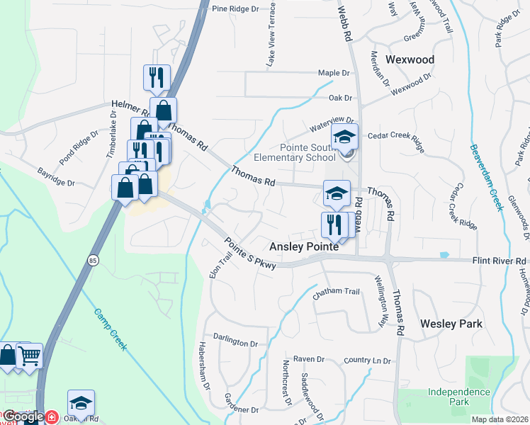 map of restaurants, bars, coffee shops, grocery stores, and more near 770 Jamestown Crossing in Jonesboro