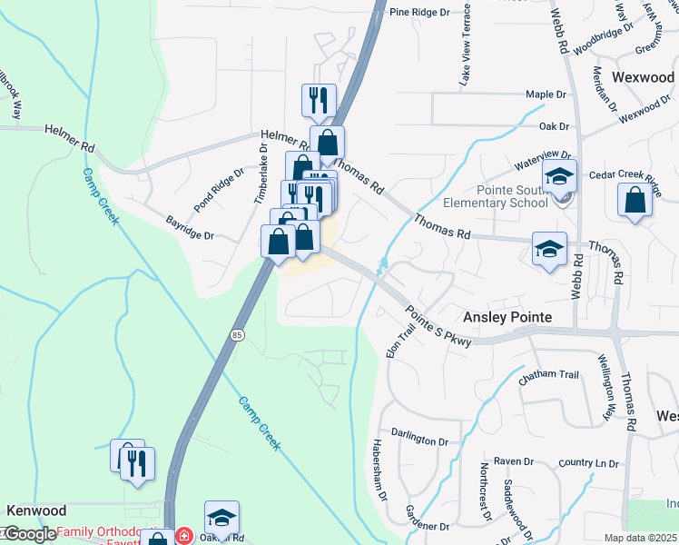 map of restaurants, bars, coffee shops, grocery stores, and more near 1108 Brandon Hill Way in Jonesboro