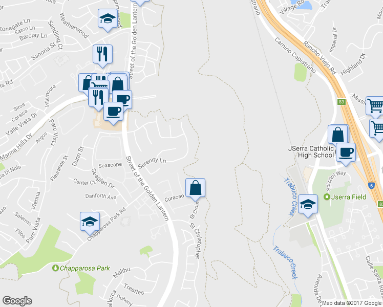 map of restaurants, bars, coffee shops, grocery stores, and more near 24 Knob Hill in Laguna Niguel