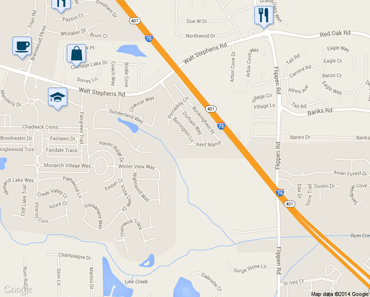 map of restaurants, bars, coffee shops, grocery stores, and more near 1349 Kent Manor in Stockbridge