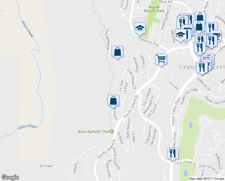 map of restaurants, bars, coffee shops, grocery stores, and more near 27 Coronado Pointe in Laguna Niguel
