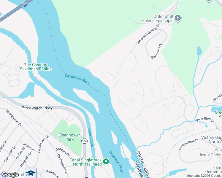 map of restaurants, bars, coffee shops, grocery stores, and more near 76 Shoals Way Court in North Augusta
