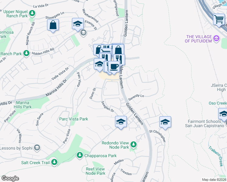 map of restaurants, bars, coffee shops, grocery stores, and more near 31 Seaport in Laguna Niguel