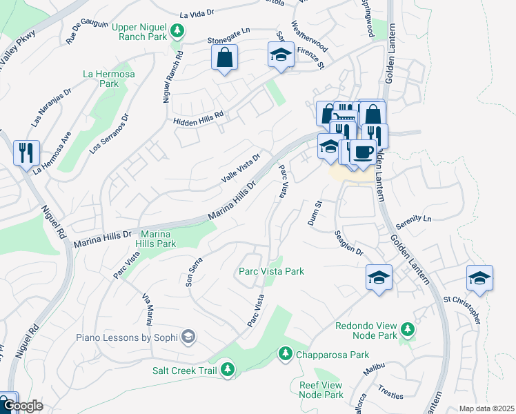 map of restaurants, bars, coffee shops, grocery stores, and more near 12 Argos in Laguna Niguel