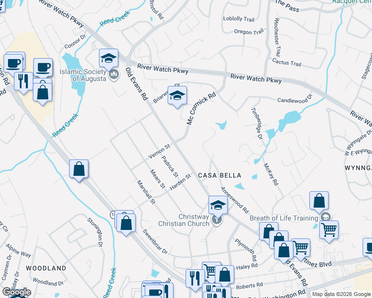 map of restaurants, bars, coffee shops, grocery stores, and more near 331-1/2 Old Evans Road in Martinez