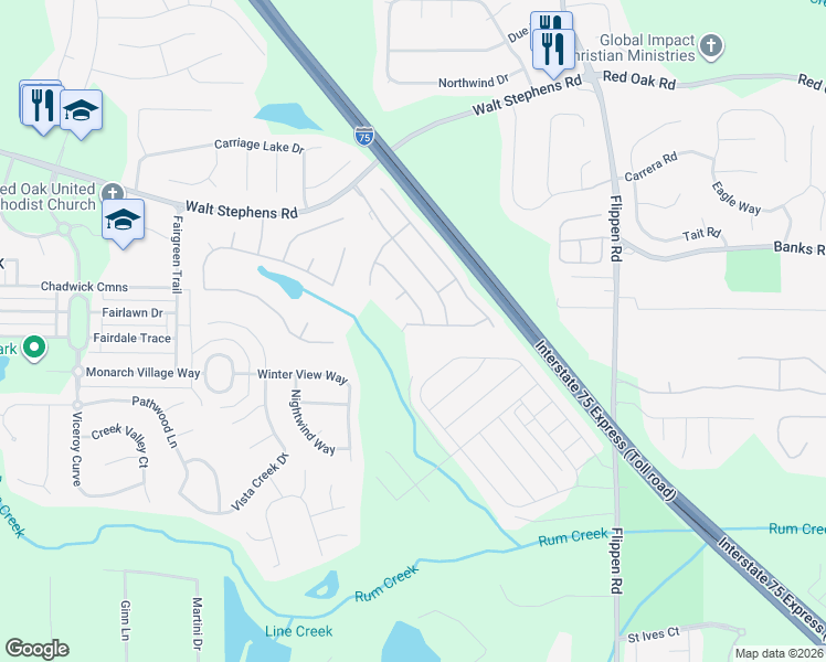 map of restaurants, bars, coffee shops, grocery stores, and more near 1349 Kent Manor in Stockbridge