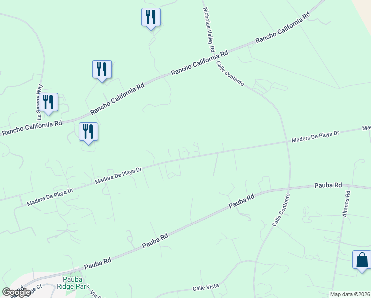map of restaurants, bars, coffee shops, grocery stores, and more near 33550 Madera De Playa Drive in Temecula