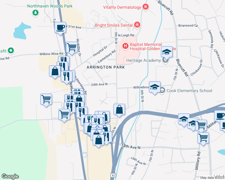 map of restaurants, bars, coffee shops, grocery stores, and more near 2315 North 5th Street in Columbus