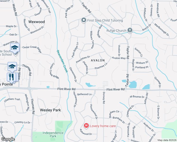 map of restaurants, bars, coffee shops, grocery stores, and more near 213 Peartree Terrace in Riverdale
