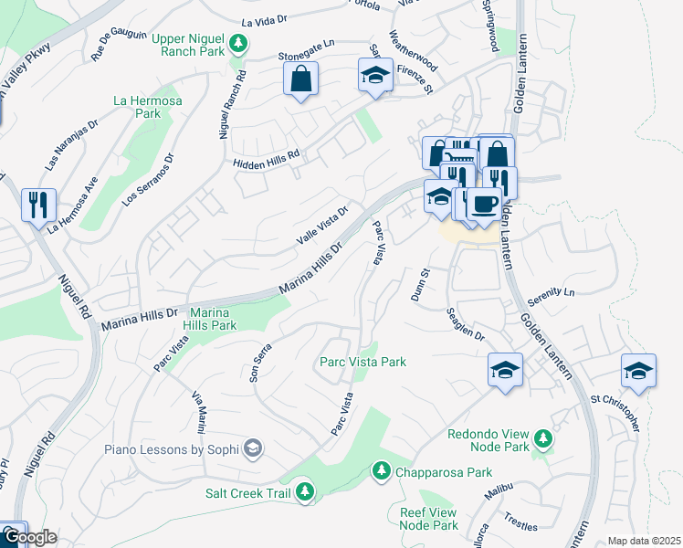 map of restaurants, bars, coffee shops, grocery stores, and more near 12 Argos in Laguna Niguel