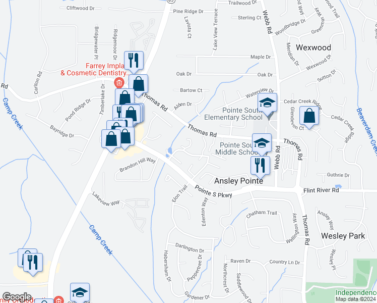 map of restaurants, bars, coffee shops, grocery stores, and more near 817 Park Villa Way in Jonesboro