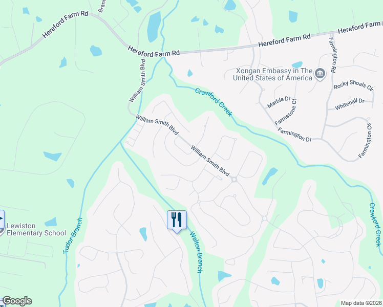 map of restaurants, bars, coffee shops, grocery stores, and more near A1043 Ardrey Circle in Evans
