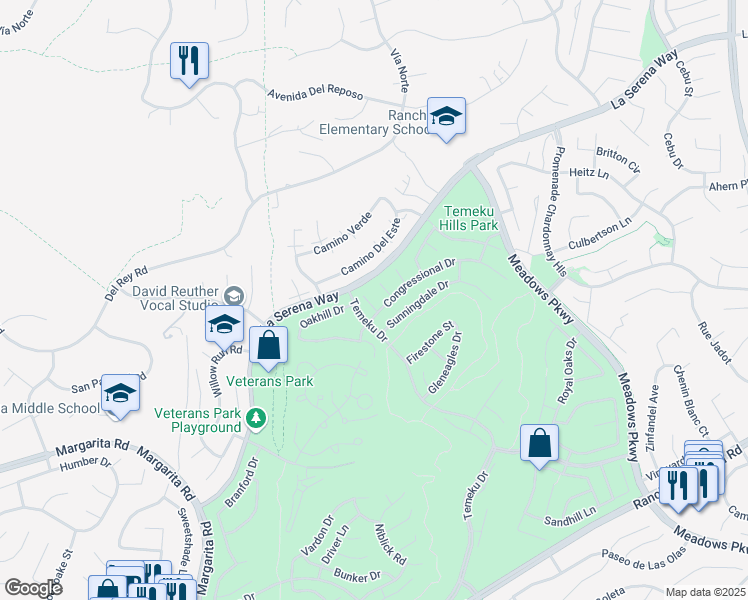 map of restaurants, bars, coffee shops, grocery stores, and more near 41218 Essex Court in Temecula