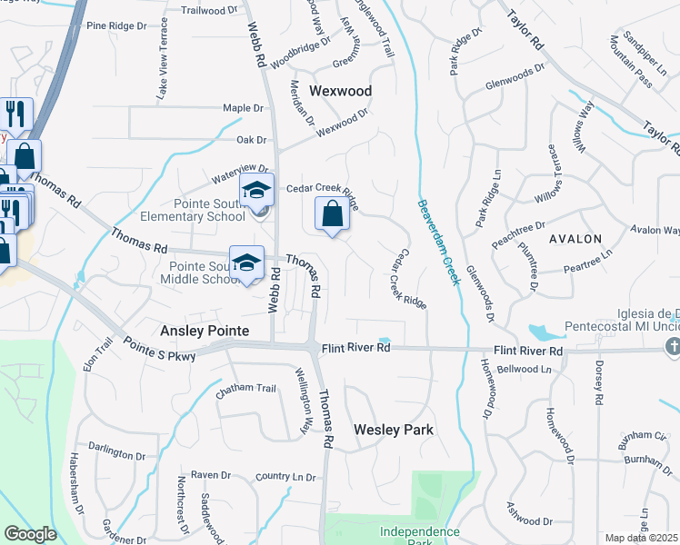 map of restaurants, bars, coffee shops, grocery stores, and more near 503 White Cedar Court in Riverdale