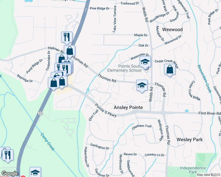 map of restaurants, bars, coffee shops, grocery stores, and more near 8573 Parkside Drive in Jonesboro