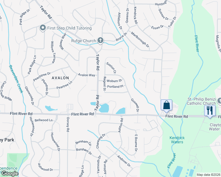 map of restaurants, bars, coffee shops, grocery stores, and more near 71 Woburn Street in Jonesboro
