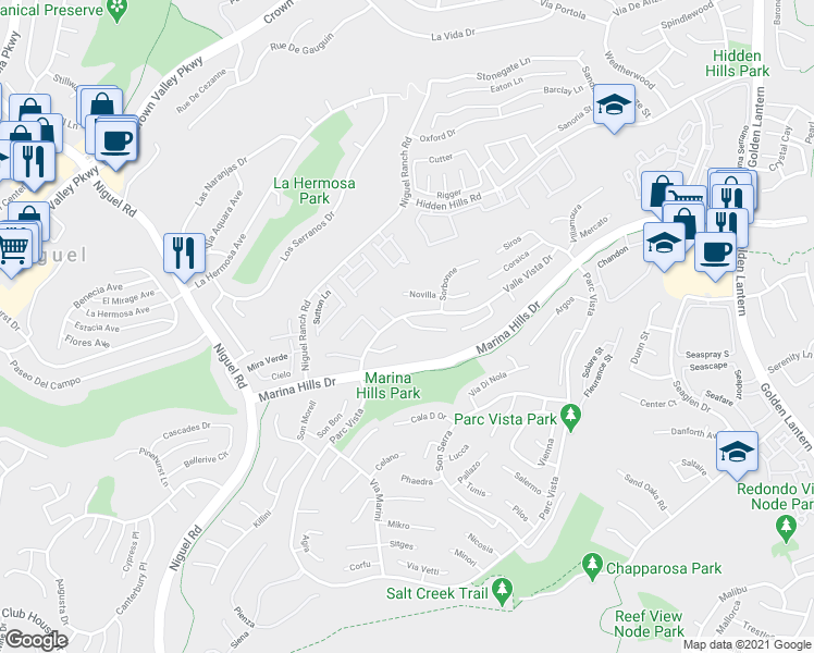 map of restaurants, bars, coffee shops, grocery stores, and more near 4 Narbonne in Laguna Niguel