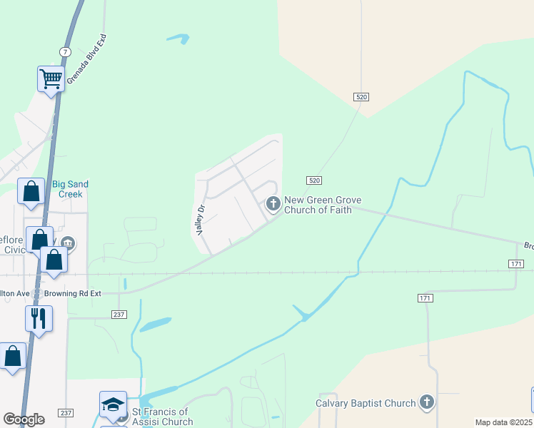 map of restaurants, bars, coffee shops, grocery stores, and more near 210 Amanda Drive in Greenwood