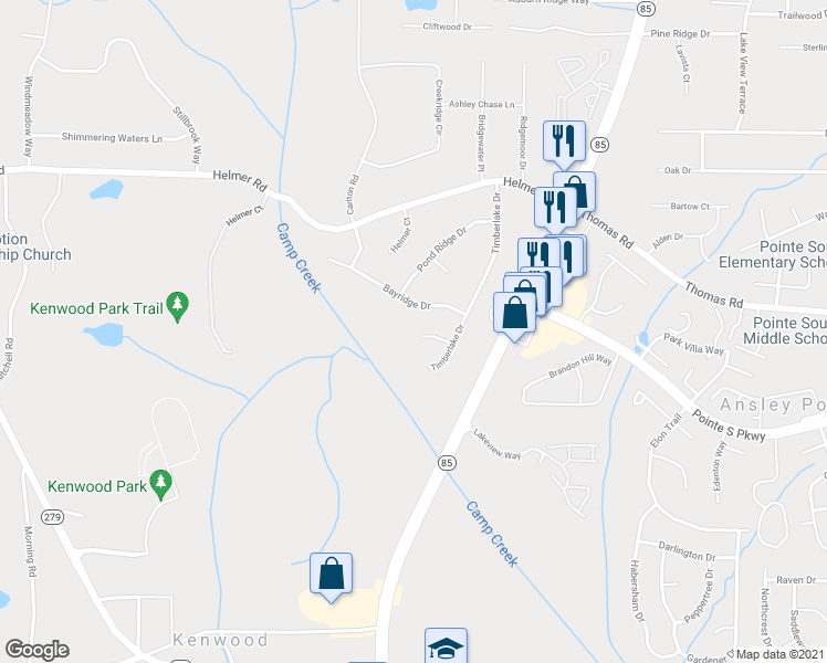 map of restaurants, bars, coffee shops, grocery stores, and more near 1159 TimberLake Court in Riverdale