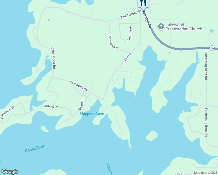 map of restaurants, bars, coffee shops, grocery stores, and more near 5706 Lee Road in Pell City