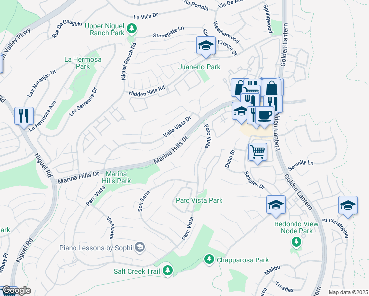 map of restaurants, bars, coffee shops, grocery stores, and more near 13 Argos in Laguna Niguel