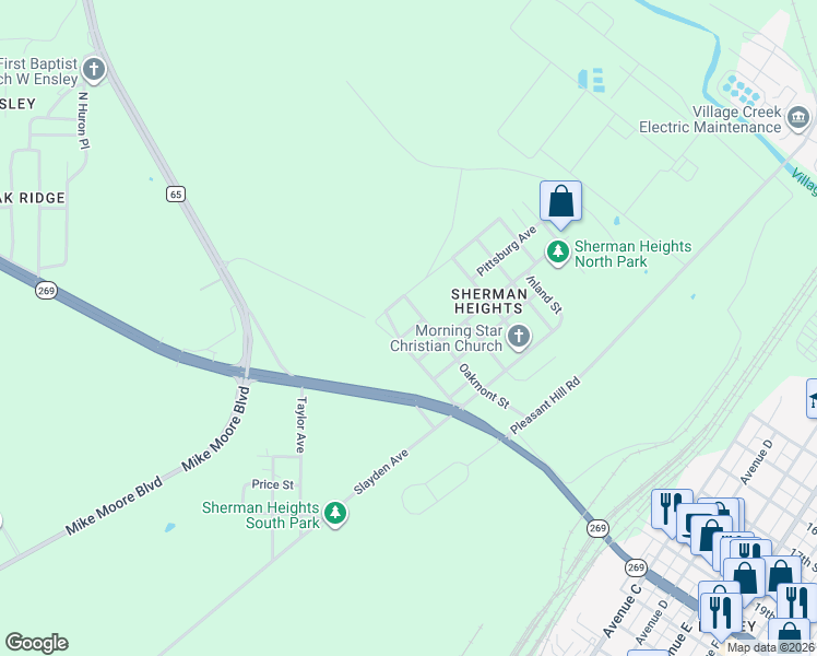 map of restaurants, bars, coffee shops, grocery stores, and more near 505 Oakmont Street in Birmingham