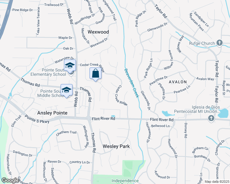 map of restaurants, bars, coffee shops, grocery stores, and more near 435 Glendevon Drive in Riverdale