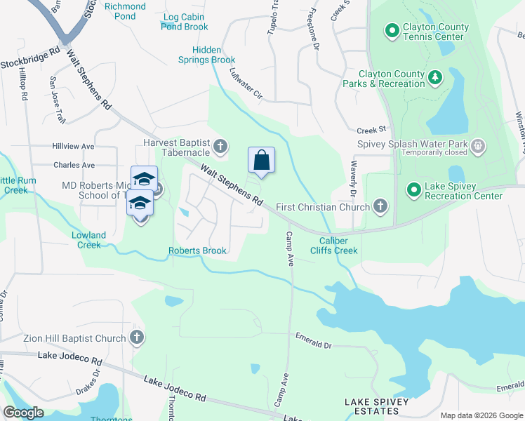 map of restaurants, bars, coffee shops, grocery stores, and more near 2084 Spivey Village Trace in Jonesboro