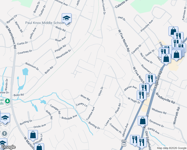 map of restaurants, bars, coffee shops, grocery stores, and more near 1800 Green Forest Drive in North Augusta