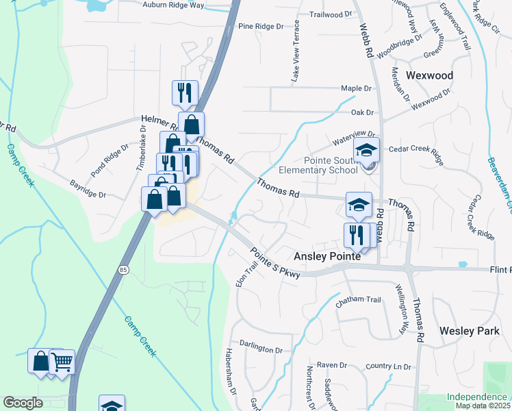 map of restaurants, bars, coffee shops, grocery stores, and more near 8608 Creekwood Way in Jonesboro