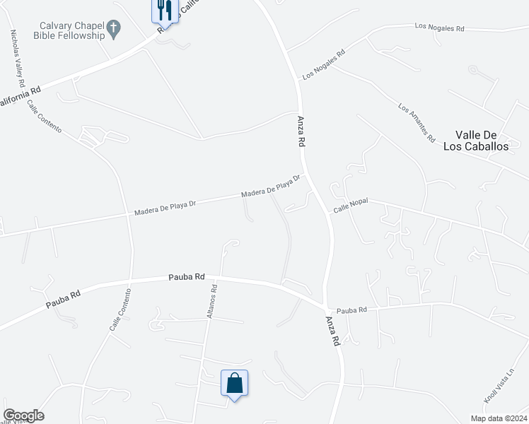 map of restaurants, bars, coffee shops, grocery stores, and more near 34653 Madera De Playa Drive in Temecula