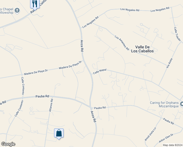map of restaurants, bars, coffee shops, grocery stores, and more near Calle Nopal in Riverside County