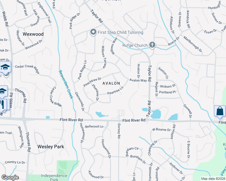 map of restaurants, bars, coffee shops, grocery stores, and more near 159 Peartree Lane in Riverdale