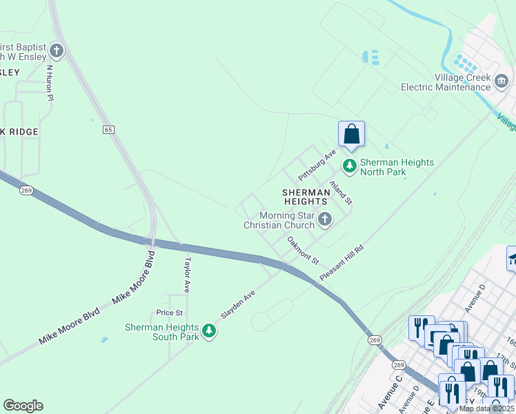 map of restaurants, bars, coffee shops, grocery stores, and more near 505 Oakmont Street in Birmingham
