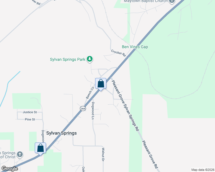 map of restaurants, bars, coffee shops, grocery stores, and more near 622 Pleasant Grove Road in Sylvan Springs