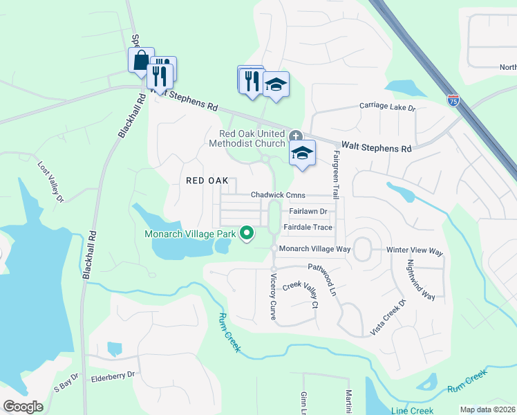 map of restaurants, bars, coffee shops, grocery stores, and more near 602 Brookwater Drive in Stockbridge
