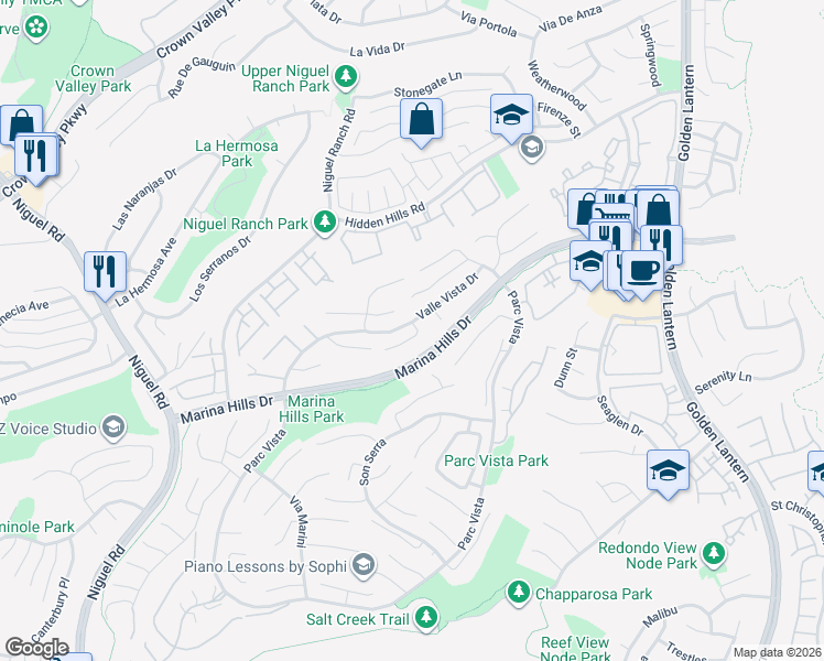 map of restaurants, bars, coffee shops, grocery stores, and more near 23 Amarante in Laguna Niguel