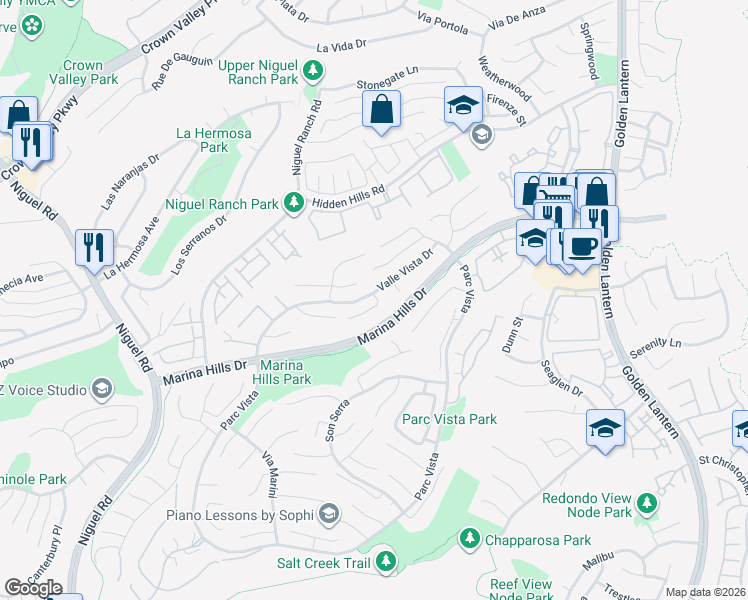 map of restaurants, bars, coffee shops, grocery stores, and more near 23 Amarante in Laguna Niguel