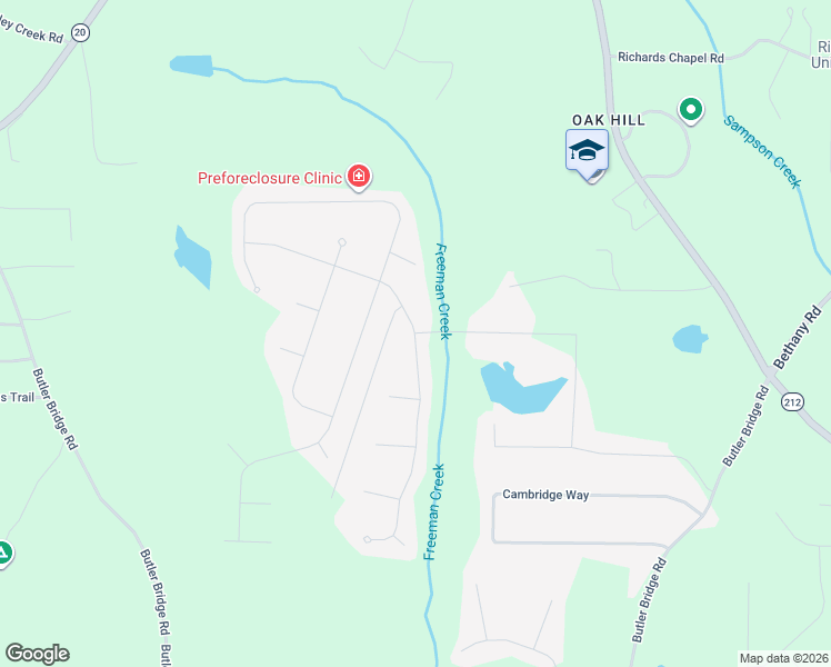 map of restaurants, bars, coffee shops, grocery stores, and more near 264 Falls Crossing in Covington