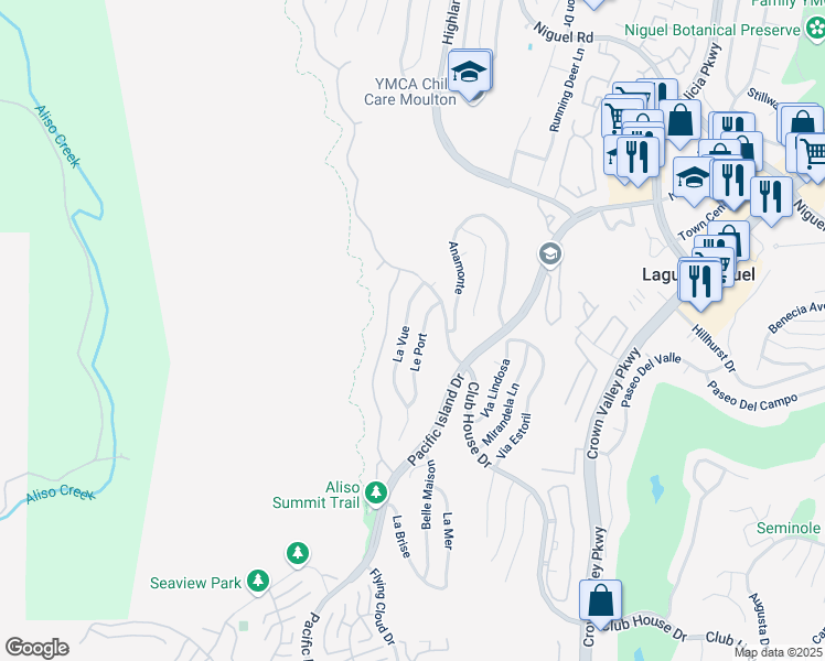 map of restaurants, bars, coffee shops, grocery stores, and more near 30362 La Vue in Laguna Niguel