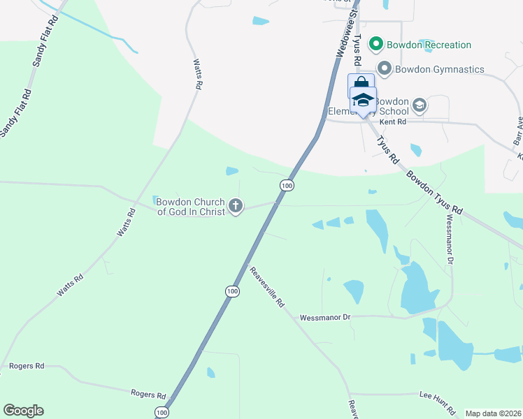map of restaurants, bars, coffee shops, grocery stores, and more near 26 New Hope Road in Bowdon
